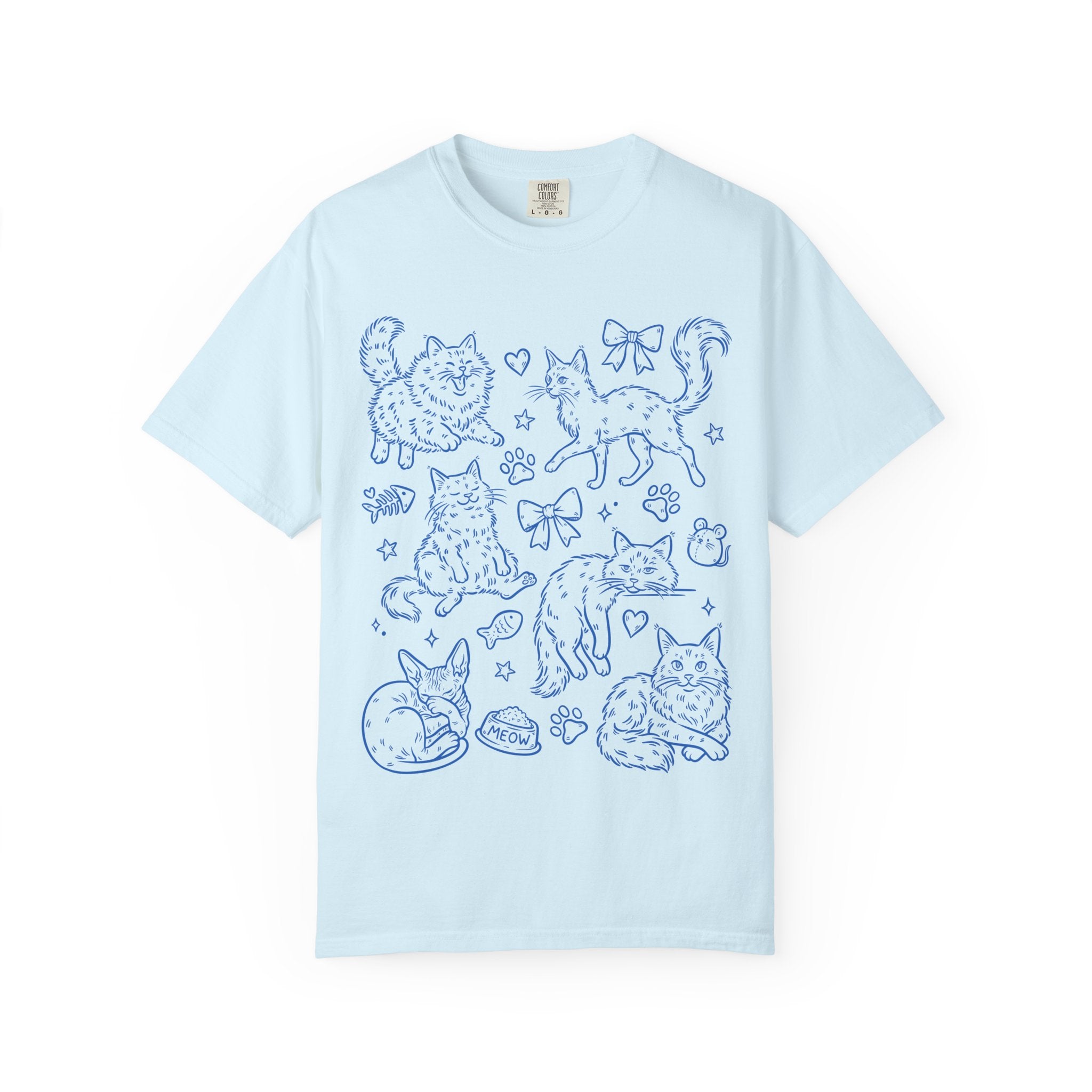 Cat Doodles Tee on Comfort Color