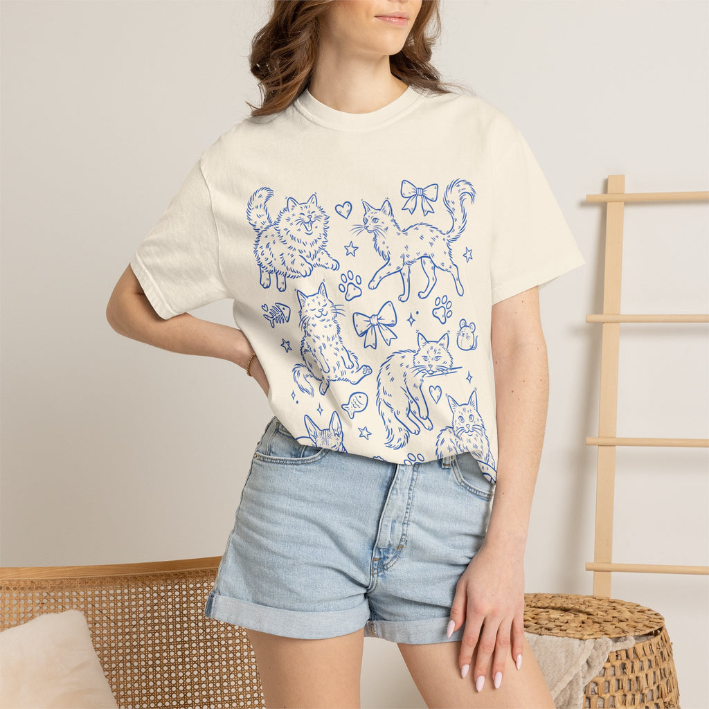 Cat Doodles Tee on Comfort Color