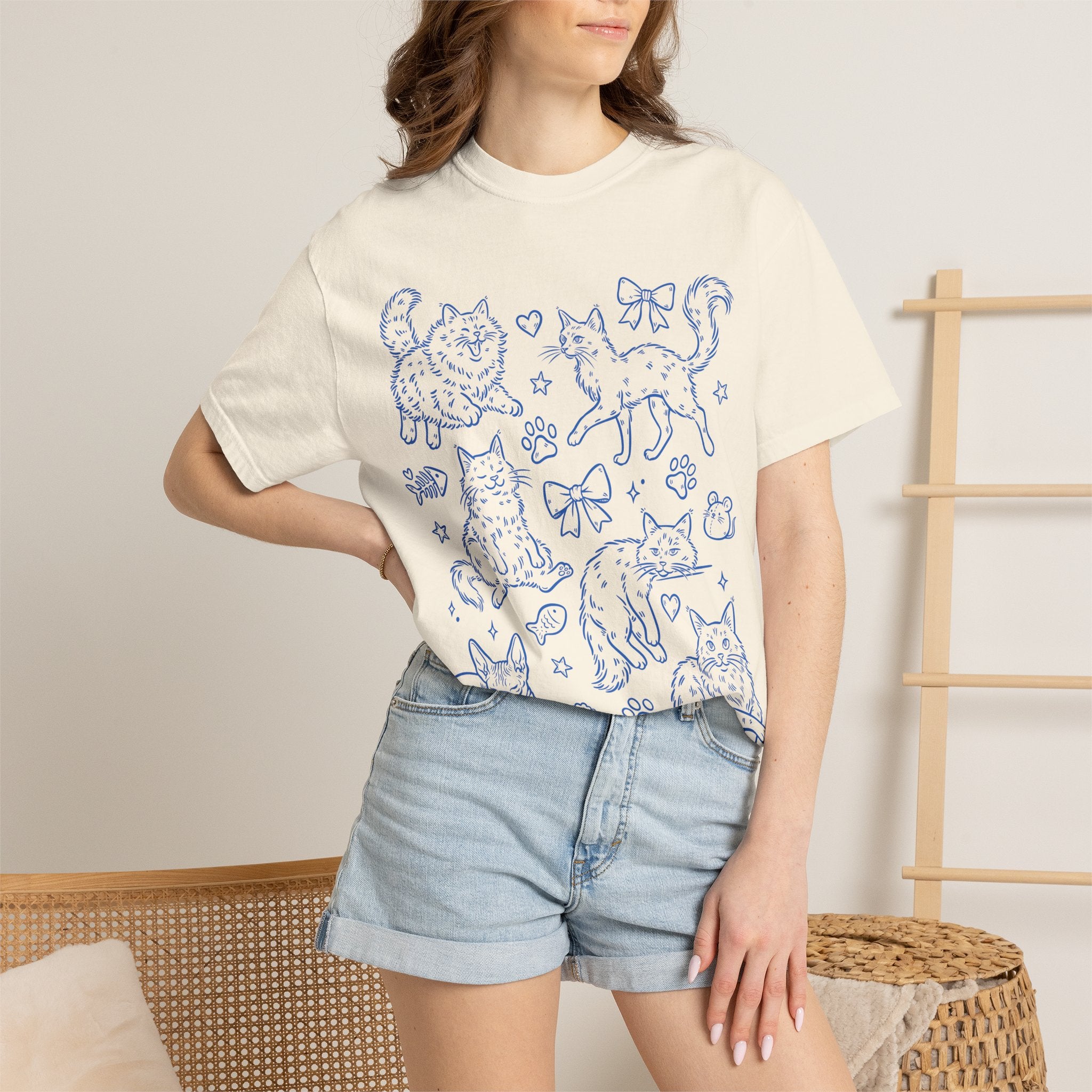 Cat Doodles Tee on Comfort Color
