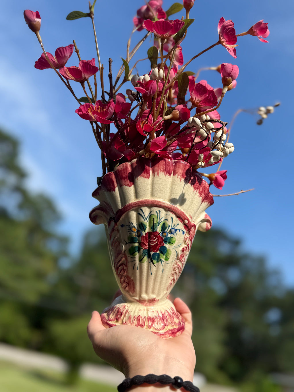 Pink Vase with Floral