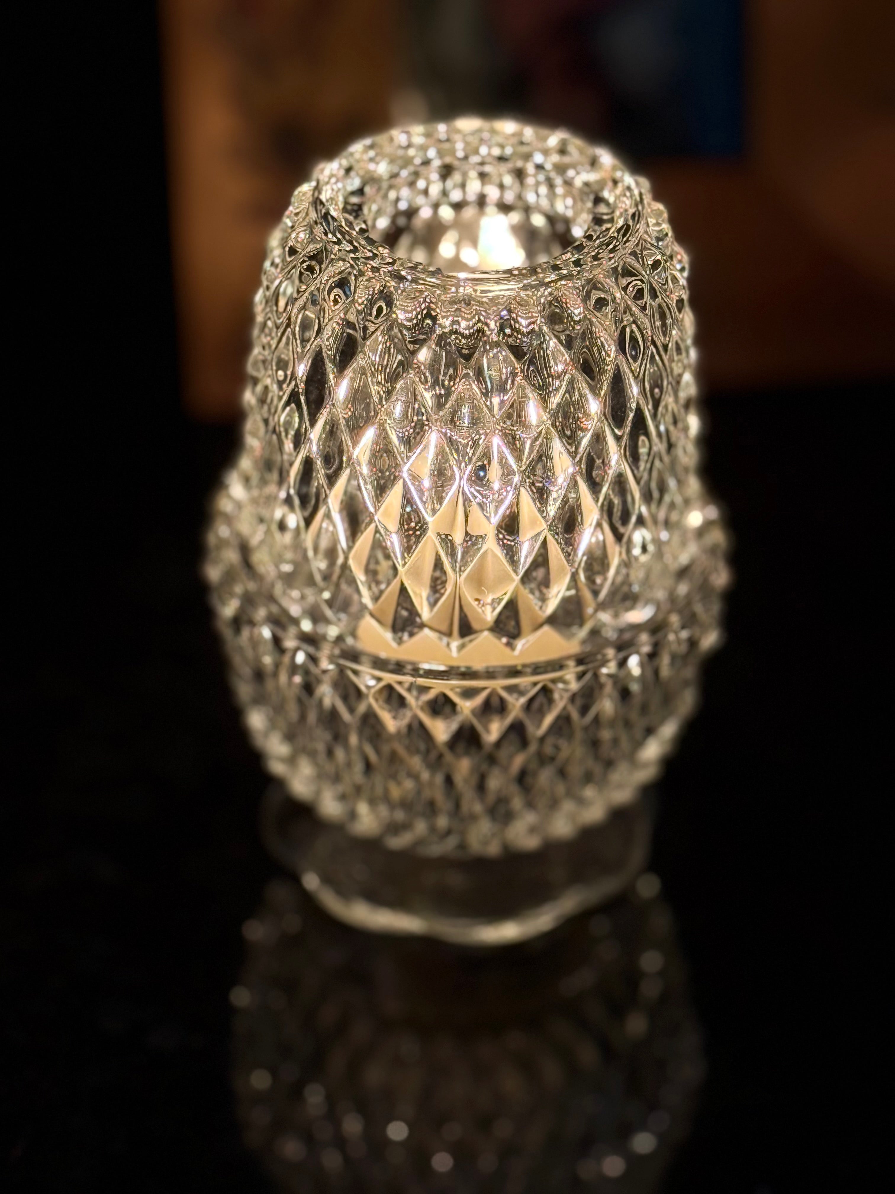 Indiana Glass Diamond Point Fairy Lamp