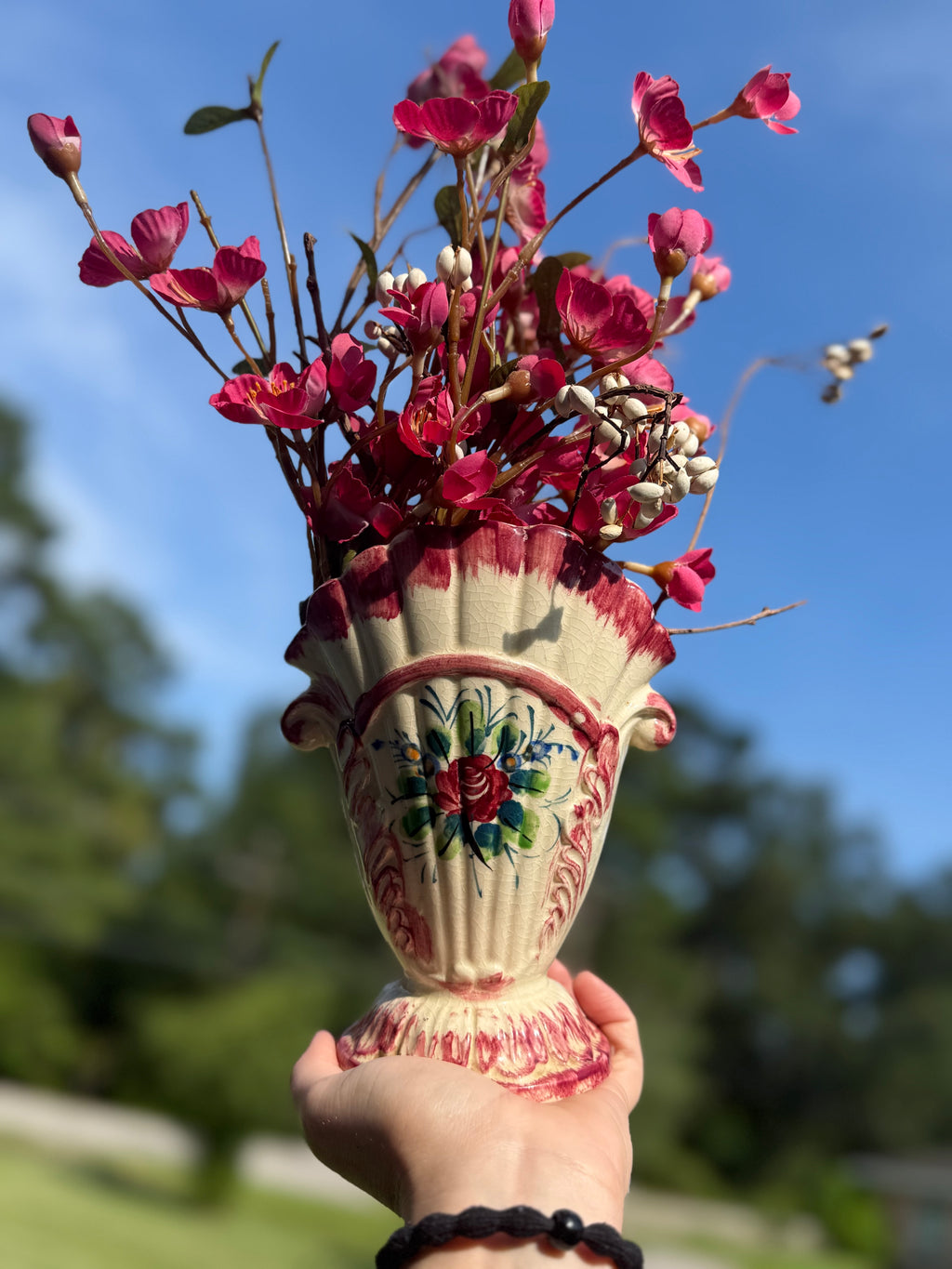 Pink Vase with Floral