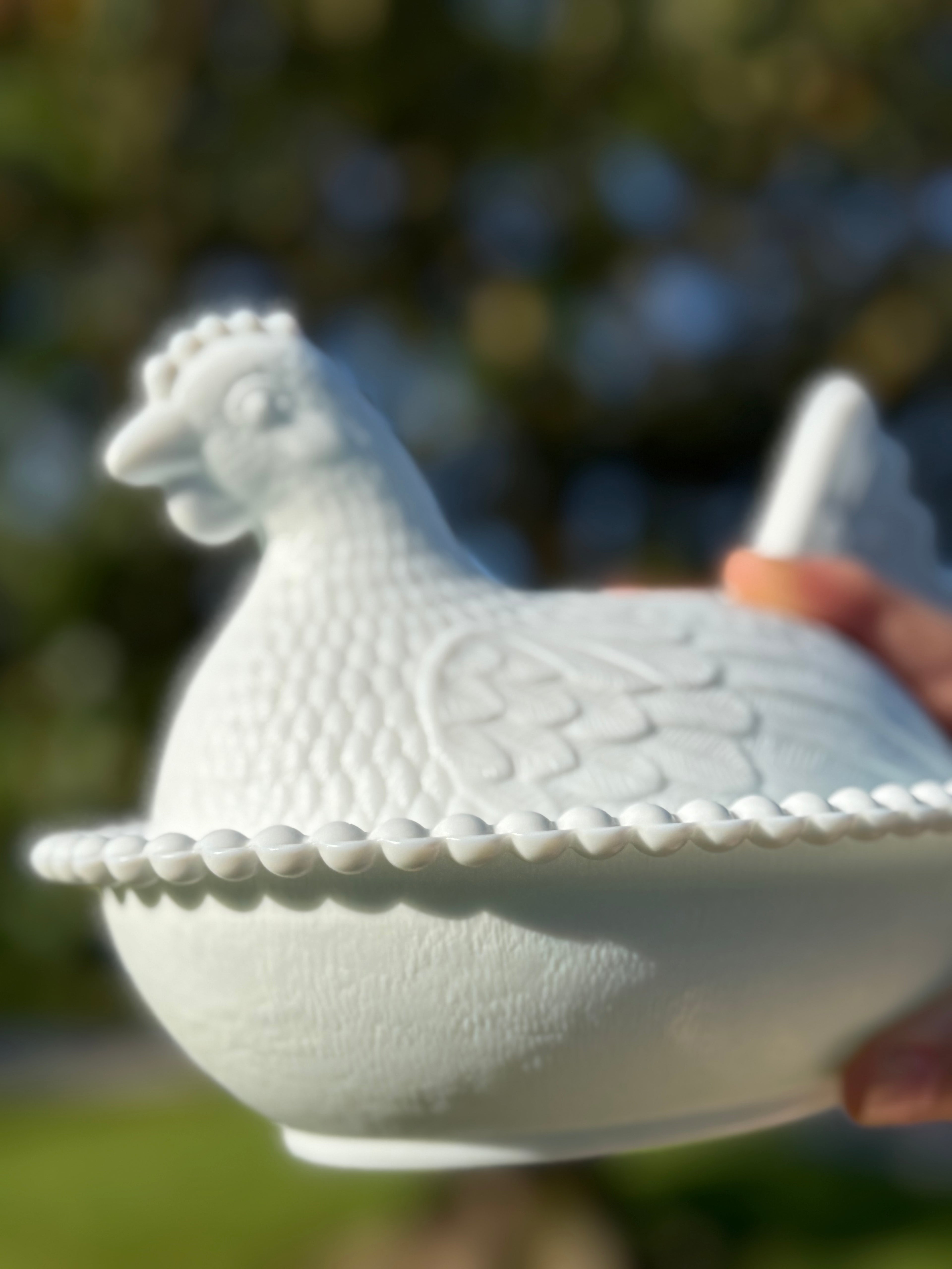 Milk Glass Hen on Nest