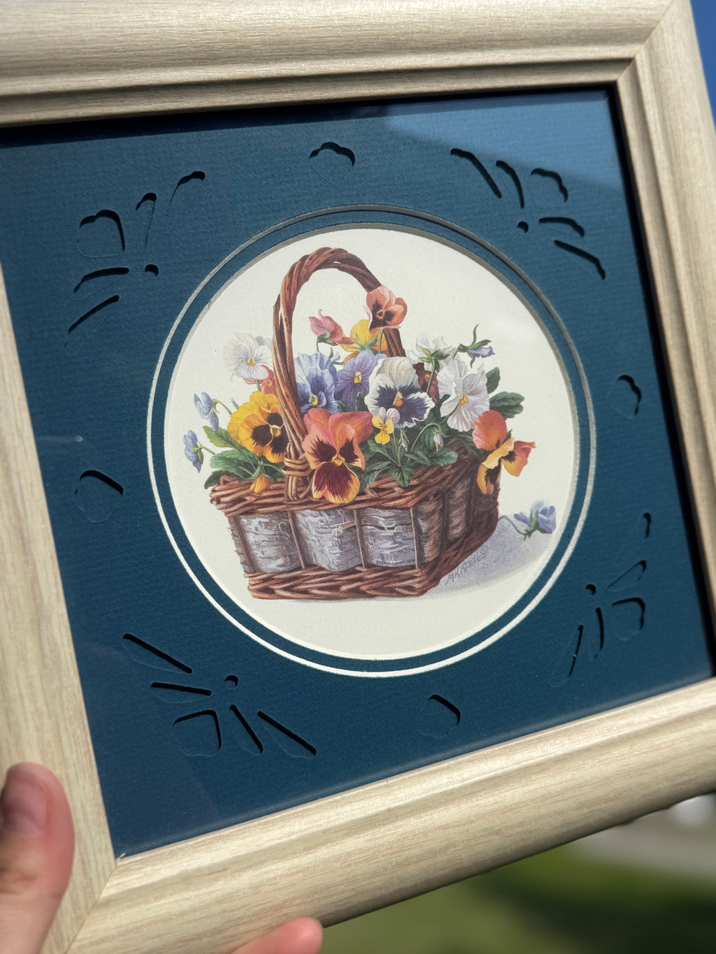 Blue Art Print with blue paper cut out