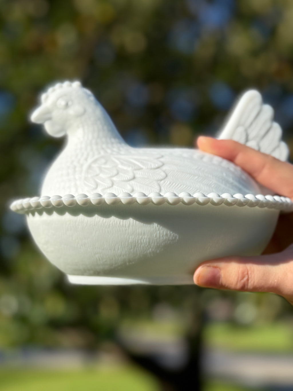 Milk Glass Hen on Nest