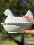 Milk Glass Hen on Nest