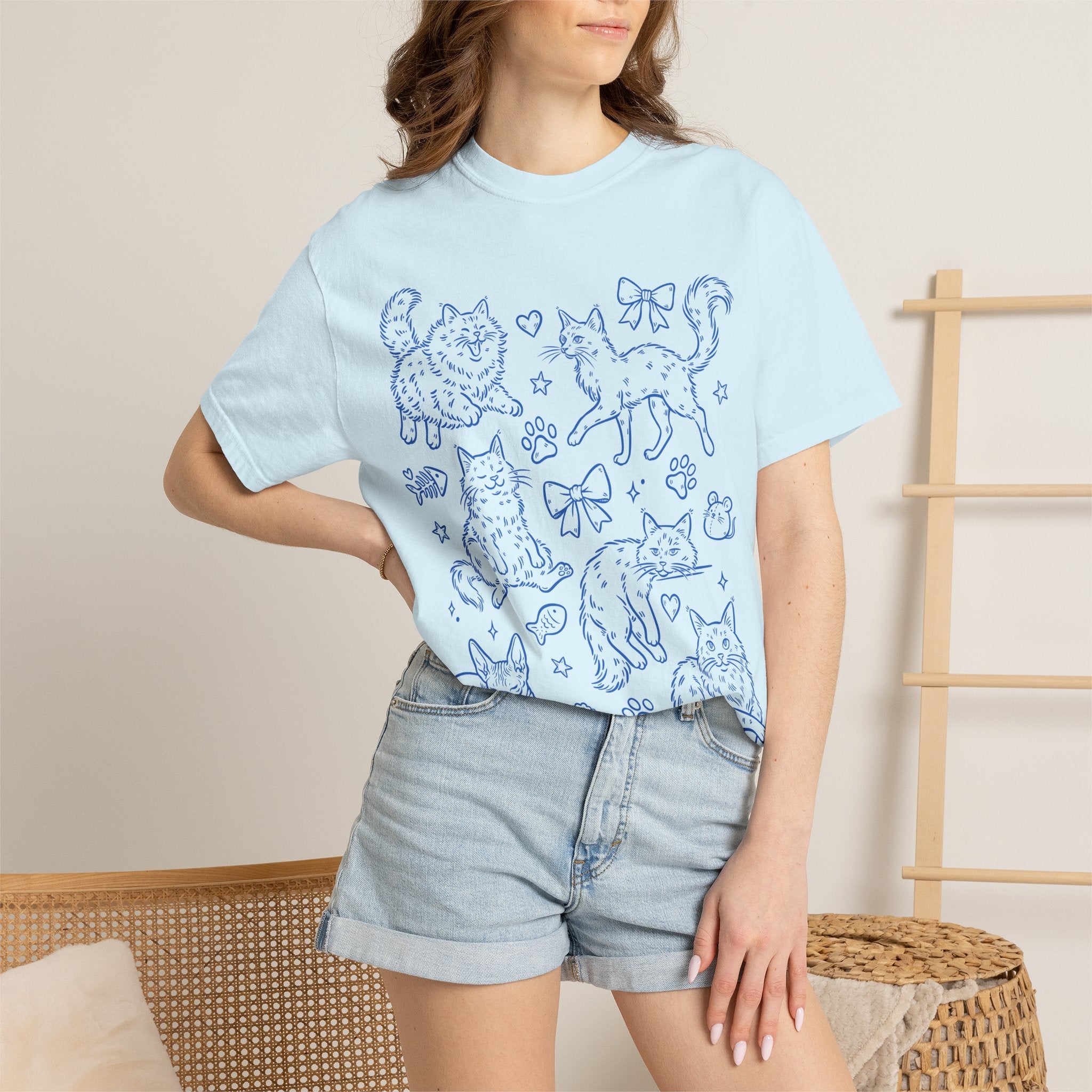 Cat Doodles Tee on Comfort Color