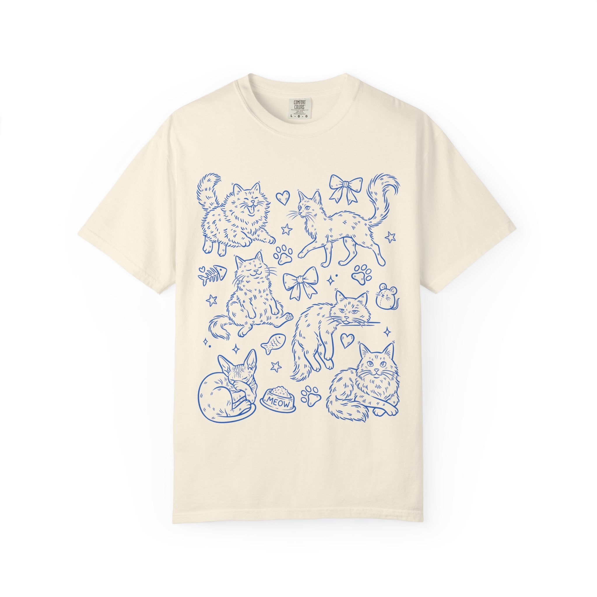 Cat Doodles Tee on Comfort Color