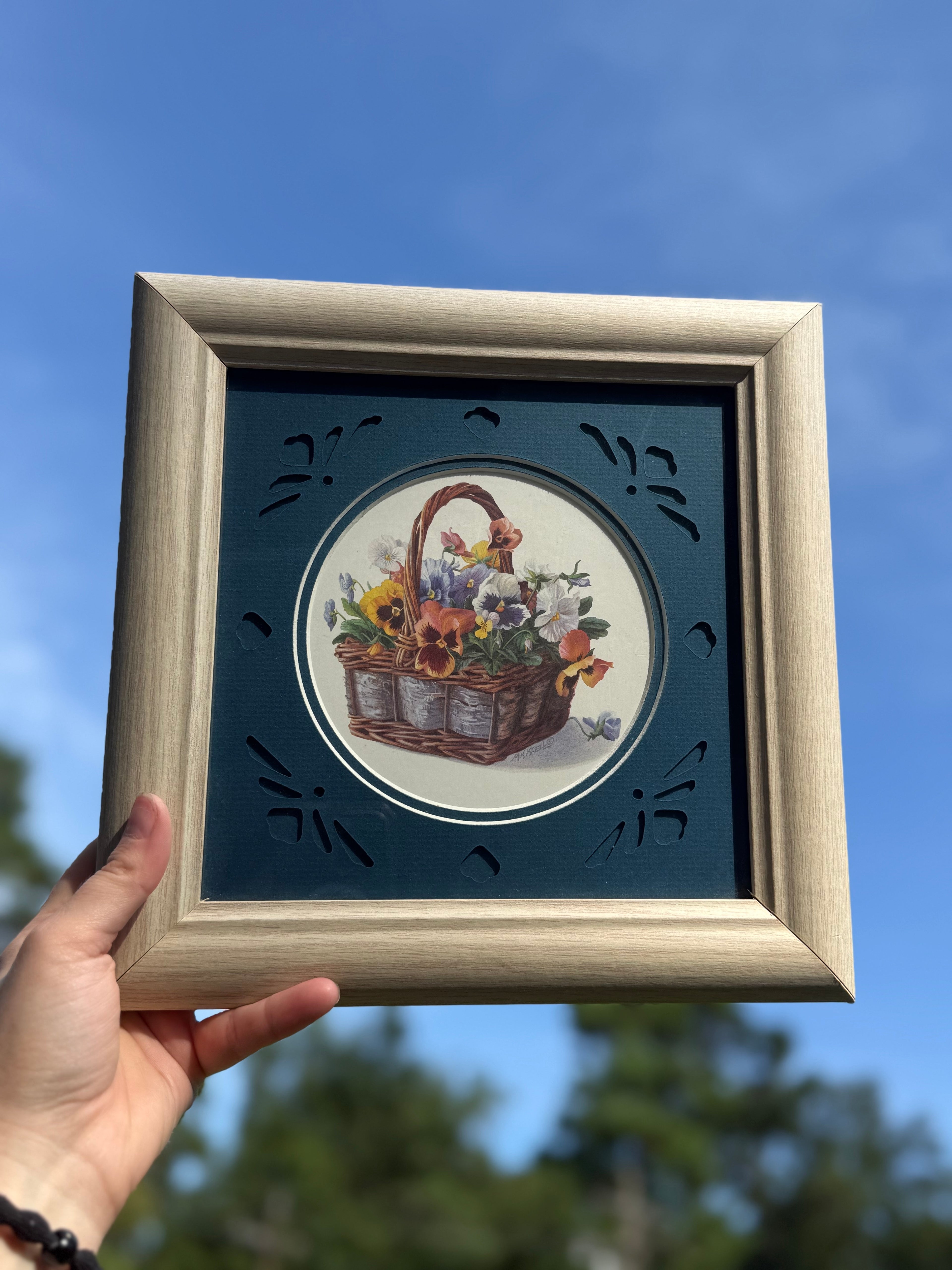 Blue Art Print with blue paper cut out
