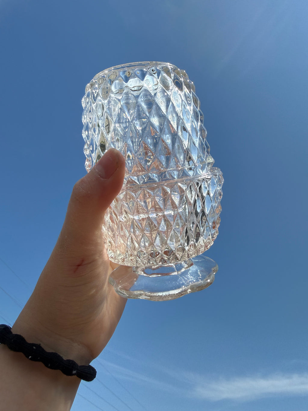 Indiana Glass Diamond Point Fairy Lamp