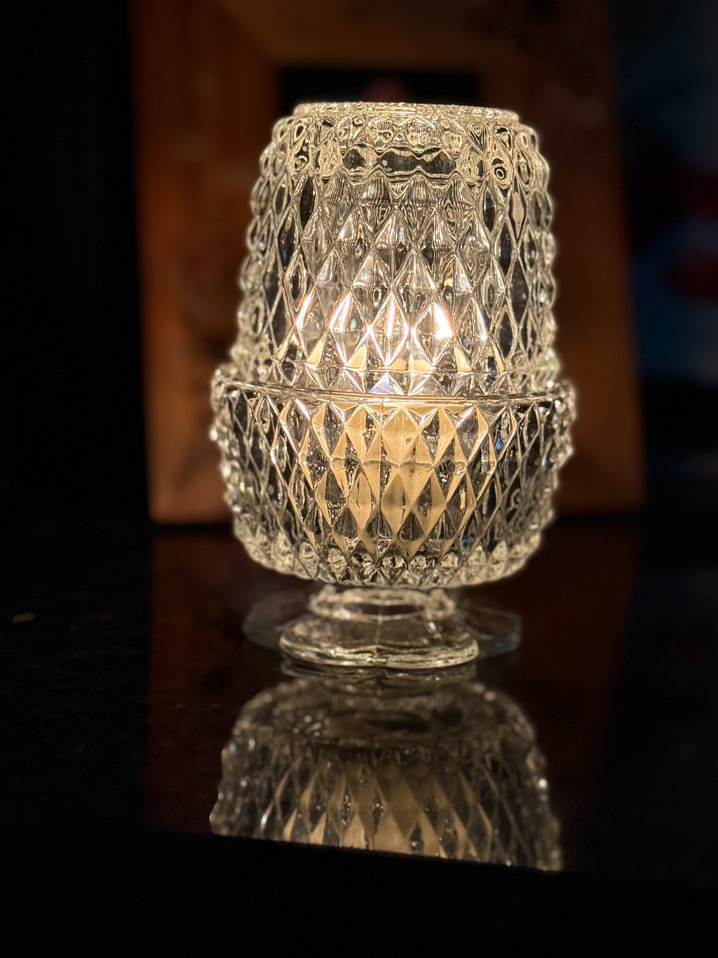 Indiana Glass Diamond Point Fairy Lamp