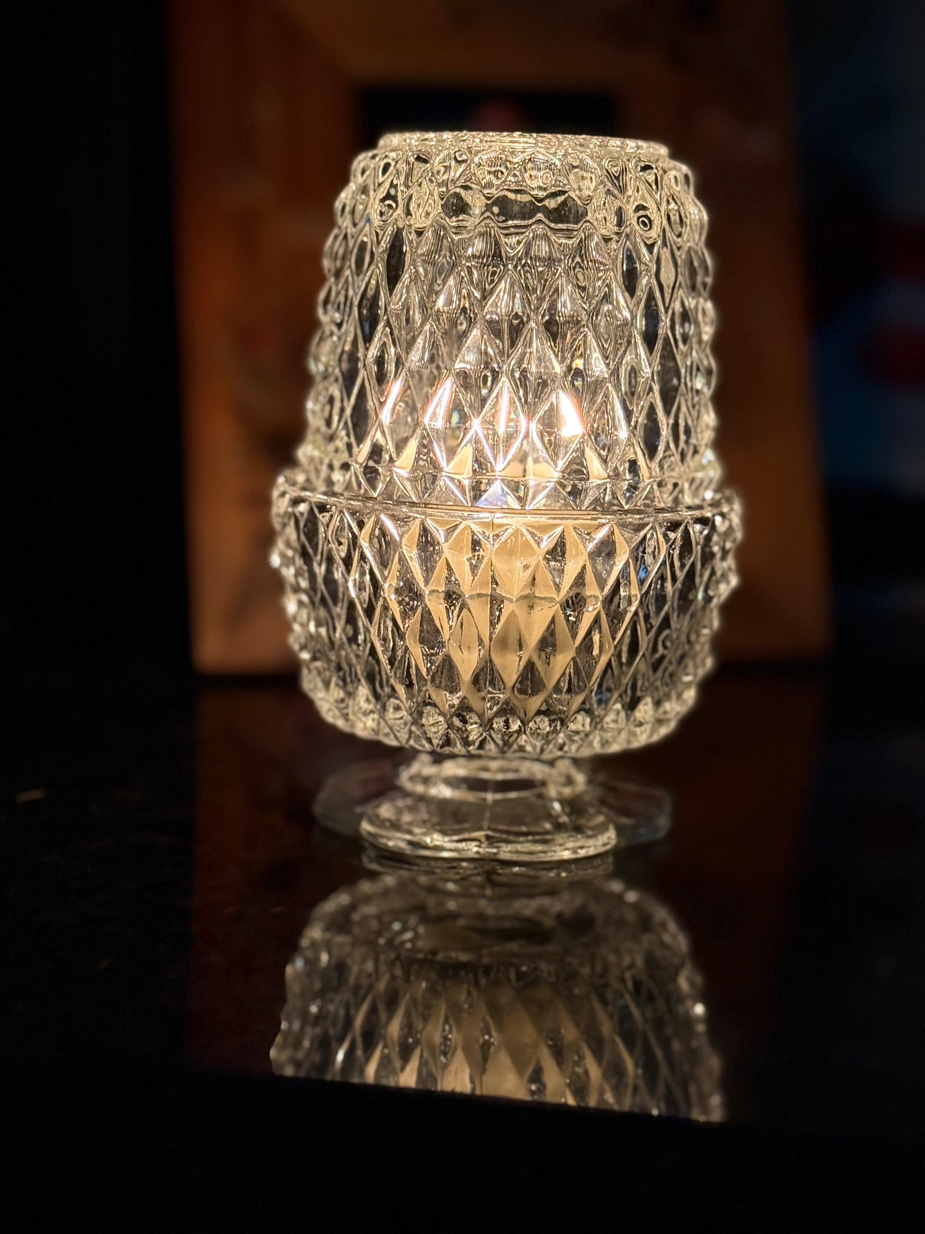 Indiana Glass Diamond Point Fairy Lamp